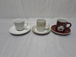 Lote de 3 xícaras de café em porcelana, para colecionador, pires adaptado.
