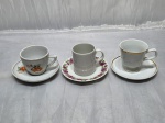 Lote de 3 xícaras de café em porcelana, para colecionador, pires adaptado.