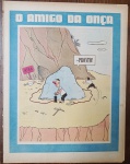 Página Original de Charge Vintage - O Amigo da Onça (Péricles) - Temática Mina / DinamiteDescrição: Rara e divertida página avulsa original contendo a célebre charge "O Amigo da Onça", criada pelo genial cartunista Péricles de Andrade Maranhão. A cena, ambientada na entrada de uma escavação com a placa "MINA", traz o protagonista sabotando o trabalho de um minerador. Enquanto o operário está concentrado preparando o detonador atrás de uma grande rocha, o Amigo da Onça sorrateiramente acende um pavio curto conectado diretamente à carga ao lado do trabalhador e foge gritando: "- Pronto!". Item autêntico e genuíno da era de ouro da Revista O Cruzeiro, ideal para colecionadores de quadrinhos nacionais, entusiastas do humor gráfico retrô ou para projetos de enquadramento decorativo vintage. Produto em papel (não é cópia ou reprodução).