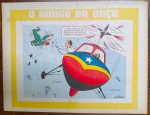 Página Original de Charge Vintage - O Amigo da Onça (Péricles) - Temática Aviação / ParaquedismoDescrição: Rara e espetacular página avulsa original contendo a célebre charge "O Amigo da Onça", criada pelo genial cartunista Péricles de Andrade Maranhão. A cena, com excelente apelo visual, ilustra um helicóptero estilizado em pleno voo, onde o protagonista atua como repórter e estende o microfone para fora da cabine para entrevistar um homem em queda livre, disparando o balão irônico: "- Vamos, vamos! Dê rapidamente suas últimas impressões pelo fato de ter esquecido o pára-quedas!". Item autêntico e genuíno da era de ouro da Revista O Cruzeiro, ideal para colecionadores de quadrinhos nacionais, entusiastas da aviação retrô ou para projetos de enquadramento decorativo vintage. Produto em papel (não é cópia ou reprodução).