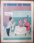 Página Original de Charge Vintage - O Amigo da Onça (Péricles) - Ano 1958Descrição: Rara e divertida página avulsa original contendo a célebre charge "O Amigo da Onça", criada pelo genial cartunista Péricles de Andrade Maranhão. Publicada originalmente na Revista O Cruzeiro em 28 de junho de 1958, a cena ilustra o protagonista atuando como garçom e sabotando um homem que está jantando acompanhado. Ao tirar o pedido na mesa, o Amigo da Onça dispara o balão irônico: "- Para o Sr., uísque. - Para ela... o de sempre??", gerando um flagrante cômico diante da acompanhante. Item autêntico e genuíno da década de 1950, ideal para colecionadores de quadrinhos nacionais, entusiastas do humor gráfico retrô ou para projetos de enquadramento decorativo vintage. Produto em papel (não é cópia ou reprodução).