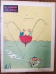 Página Original de Charge Vintage - O Amigo da Onça (Péricles) - Ano 1959 - Temática Pesca / MergulhoDescrição: Rara e espetacular página avulsa original contendo a célebre charge "O Amigo da Onça", criada pelo genial cartunista Péricles de Andrade Maranhão. Publicada originalmente na Revista O Cruzeiro em 5 de setembro de 1959, a cena ilustra dois pescadores em um barco a remo concentrados em seus anzóis, enquanto o protagonista, submerso com equipamento de mergulho retrô (máscara e nadadeiras), amarra maliciosamente as duas linhas de pesca por baixo da água. Item autêntico e genuíno do final da década de 1950, altamente cobiçado por colecionadores de quadrinhos nacionais, entusiastas da história da imprensa brasileira ou para projetos de enquadramento decorativo vintage de alto nível. Produto em papel (não é cópia ou reprodução).