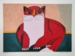 Aldemir Martins, Gato Vermelho, gravura, tiragem 37/120, 50x70cm, Edição Póstuma, sem moldura