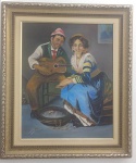 JUDITE. ÓLEO SOBRE TELA ,ASSINADO E DATADO 2020 NO CIE . ARTISTA RARA. OBRA COM  24 ANOS .MOLDURA EM MADEIRA . MEDIDAS : 50 CM X 40 CM . ( TELA COM UM  DISCRETO RASGO)(