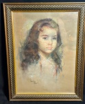 ASSINATURA NÃO IDENTIFICADA "MENINA "TÉCNICA MISTA ASSINADA CIE .MEDIDAS: 70 CM X 40 CM . MOLDURA COM VIDRO