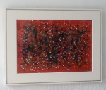 ANTÔNIO BANDEIRA " "EXPLOSÃO" ÓLEO SOBRE CARTÃO , ASSINADO E DATADO 1961, NO CID . MEDIDAS : 48 CM X 68 CM . MOLDURA COM VIDRO .