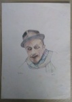 SÉRGIO LUIZ -" ADONIRAN BARBOSA" LÁPIS DE COR ASSINADO CID . MEDIDAS: 43 CM X 30 CM . SEM MOLDURA .