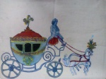 ARTISTA NÃO IDENTIFICADO "CARRUAGEM"  PINTURA SOBRE TECIDO. MEDIDAS: 40 CM X 50 CM SEM MOLDURA. ( NO ESTADO)