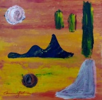 CARMEM GUTMAN ? - TÉCNICA MISTA SOBRE CARTÃO ASSINADO CIE E VERSO , DATADO RIO 99 . MEDIDAS: 31 CM X 31 CM , SEM MOLDURA