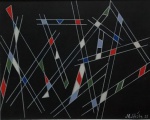 MÁRIO SILÉSIO -TÉCNICA MISTA SOBRE CARTÃO -GEOMÉTRICO ASSINADO CID E DATADO 55 SEM MOLDURA - MEDIDAS: 42 CM X 48 CM .