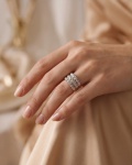 Anel Design obra livre/ Ouro branco  18k/750 & DIAMANTES. Aro 20. 9,18gr.