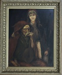 EUROPA SÉC XIX - Obra em óleo sobre cartão rígido, assinada no canto inferior direito, proteção de moldura de madeira com acabamento em dourado. Medida total 62 x 52cm. Medida da obra 50 x 37cm.
