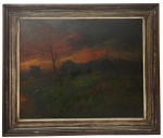 FREDERICO BRACHER JUNIOR (Rio de Janeiro, RJ. 1920 - Belo Horizonte, MG. 1984) - Obra em óleo sobre placa "queimadas", assinada no canto inferior direito, proteção de moldura de madeira patinada. Medida da obra 73 x 61cm. Medida total 92 x 78cm.