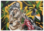 BRANCA PAIXÃO - Composição figurativa, acrílica sobre tela, assinada no canto inferior direito e datada no verso (2022). Obra de linguagem contemporânea, com influência cubista e expressionista, representando cena de inspiração religiosa em composição dinâmica, marcada por planos geométricos e vibrante contraste cromático. A artista desenvolve uma produção voltada à valorização da cultura brasileira, utilizando cores intensas e forte expressividade. Mede 105cm x 75cm.