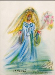 SUZANA LEVY (Rio de Janeiro, 19372023).YEMANJÁ, 1999. Técnica pastel sobre papel, representando a divindade das águas em composição de grande delicadeza cromática, com traços expressivos e atmosfera etérea. Assinada e datada no canto inferior direito. Mede 30 x 21 cm.