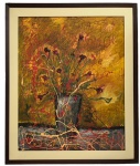 ANDREA BRANDANI - Imponente obra em óleo sobre tela representando natureza morta "vaso de flores", assinada e datada no verso, protegida por moldura de madeira e paspatur. Acompanha certificado cedido pelo artista. Medida da obra 1m x 80cm. Medida total 1,18cm x 98cm.