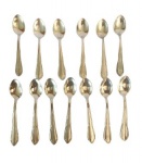 MP PRATA 90- Lote com treze colheres para café em metal espessurado em a prata.