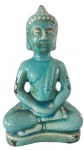 Antiga escultura em porcelana na tonalidade azul representando um Deus. Medidas: Altura 22 cm, Largura 6 cm e Comprimento 12 cm. 