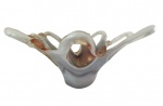 Centro de mesa em cristal estilo murano com borda vazada. Medidas: Altura 12 cm e Diâmetro 22 cm.
