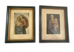 Par de antigos quadros italianos representando Madonna. Medida maior: 25x20. 
