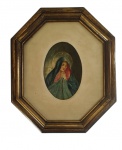 Antigo quadro óleo sobre placa representando um santo. Medida: 30x25 cm. 