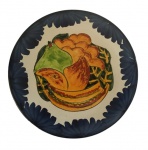 Prato decorativo mexicano em porcelana pintado artesanalmente em tema de frutas. Medida:  Diâmetro 26 cm.