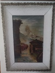 Quadro decorativo óleo sobre tela OST - ACIE tema casaril. Medida: 43x33 cm.