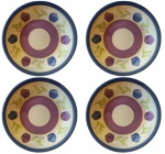 GIBSON - Lote quatro pratos em porcelana pintado artesanalmente em tema floral. Medida: diâmetro 29 cm. 