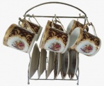 KG- Lote com seis xicaras para café com pintura artesanal na tonalidade dourada em tem galante. Medida: altura 6 cm diâmetro 6 cm. 