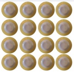 CASA AMBIENTE - Lote com dezesseis pratos fundos em porcelana com borda na tonalidade amarela. Medida: diâmetro 21 cm. 