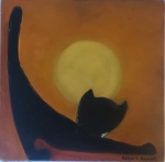 ODAIR BURILLI- Tela pintada artesanalmente em tema de gato. Medida: 30x30.