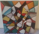 ODAIR BURILLI- Tela decorativa pintada artesanalmente em tema de gato. Medida: 40x40.