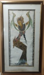 Quadro decorativo pintado no papel com pintura a ouro proveniente de Bali. Medida: 70x40.