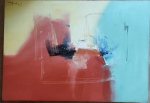 J. REGINA - Tela decorativa  em óleo sobre tela e tema "Abstrato". RETIRADA PELO COMPRADOR. Medidas: 79cm x 100cm.