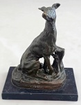 E. FREMIET - Belíssima escultura em bronze representando um Cachorro Sentado, fundida por JB Deposée