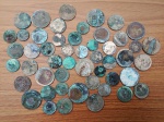LOTE COM 50 MOEDAS BRASILEIRAS - NO ESTADO - (200 RÉIS 1923) - (100 RÉIS IMPÉRIO1874) - (400 RÉIS 1936) - (200 RÉIS 1889) - (400 RÉIS 1929)