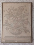 ANTIGA TAPEÇARIA EMOLDURADA - MEDIDA TOTAL 92 X 69 CM - MARCAS DO TEMPO
