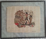 PAPIRO FIGURAS EGIPICIAS - QUADRO EMOLDURADO - MEDINDO 60 X 50 CM -  PAPIRO MEDINDO 44,5 X 36 CM