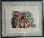 QUADRO EMOLDURADO COM PAPIRO - FIGURAS EGIPICIAS - MOLDURA  MEDINDO 52 X 46 CM - PAPIRO MEDINDO 34 X 46 CM