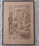 LISE FORELL  GRAVURA - (BAHIANA VENDENDO ACARAJÉ) - EXEMPLAR 22/30 - MEDINDO  48 X 67 CM - COM MOLDURA - MARCAS DO TEMPO