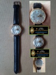 RELÓGIO MIRVAINE - 21 JEWELS - INCABLOC - SWISS MADE - CALENDÁRIO - MOVIMENTO A CORDA - 40 MM - PLAQUÊ  OURO G 10.- MODELO SUPER RARO - PULSEIRA DE COURO