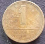 BRASIL  República Base Catálogo Amigo 2024, 01 moeda BC/MBC, 1 Cruzeiro, Anverso MAPA, Bronze Alumínio, Getúlio Vargas, AV231, sem sigla, 1944.