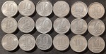 BRASIL  Série Alumínio  Base Catálogo Amigo 2024, 18 moedas BC/MBC, 10 Ctvs., Anverso Brasão da República, AV265, 1956.
