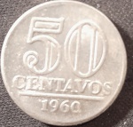 BRASIL  Série Alumínio  Base Catálogo Amigo 2024, 1 moeda Soberba, 50 Ctvs., Anverso Brasão da República, AV280, 1960.