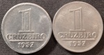 BRASIL  Série Alumínio  Base Catálogo Amigo 2024, 2 moedas Soberba, 1 Cruzeiro., Anverso Brasão da República, AV282, 1957.