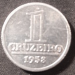 BRASIL  Série Alumínio  Base Catálogo Amigo 2024, 1 moeda Soberba, 1 Cruzeiro., Anverso Brasão da República, AV283, 1958.