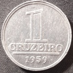 BRASIL  Série Alumínio  Base Catálogo Amigo 2024, 1 moeda Soberba, 1 Cruzeiro., Anverso Brasão da República, AV284, 1959.