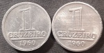 BRASIL  Série Alumínio  Base Catálogo Amigo 2024, 2 moedas Soberba, 1 Cruzeiro., Anverso Brasão da República, AV285, 1960.