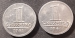 BRASIL  Série Alumínio  Base Catálogo Amigo 2024, 2 moedas Soberba, 1 Cruzeiro., Anverso Brasão da República, AV286, 1961.