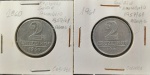 BRASIL  Série Alumínio  Base Catálogo Amigo 2024, 2 moedas SOBERBA, 2 Cruzeiros, Anverso Brasão da República, AV290, 1960 e AV291, 1961 (Uma de cada)